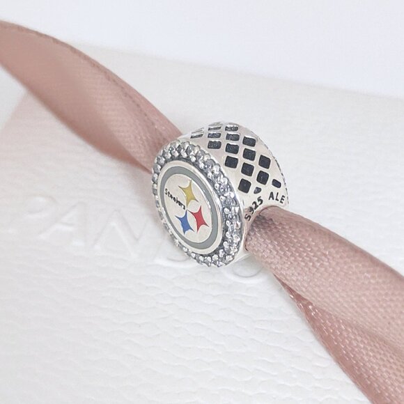 Pandora Pittsburgh Steelers NFL Logo Charm Bead S925 Silver with box - Picture 3 of 8